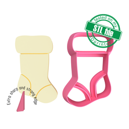 [7772563_A] Сhristmas stocking, Winter, New Year, 3 Sizes, Digital STL File For 3D Printing, Polymer Clay Cutter, Earrings, Cookie, sharp, strong edge