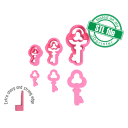 [7772581_A] Key#2, 3 Sizes, Digital STL File For 3D Printing, Polymer Clay Cutter, Earrings, Cookie, sharp, strong edge