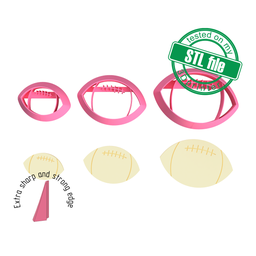 [7772587_A] Rugby ball, Football mom collection, 3 Sizes, Digital STL File For 3D Printing, Polymer Clay Cutter, Earrings, Cookie, sharp, strong edge