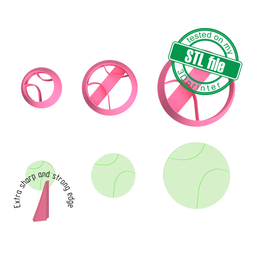 [7772588_A] Tennis ball, Football mom collection, 3 Sizes, Digital STL File For 3D Printing, Polymer Clay Cutter, Earrings, Cookie, sharp, strong edge