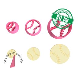 [7772589_A] Baseball ball, Football mom collection, 3 Sizes, Digital STL File For 3D Printing, Polymer Clay Cutter, Earrings, Cookie, sharp, strong edge