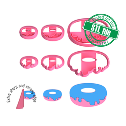 [7772637_A] Donut with icing, General Shapes, Digital STL File For 3D Printing, Polymer Clay Cutter, Earrings, Cookie, sharp, strong edge