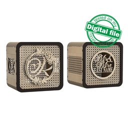 [7772649] DXF, SVG files for laser Wedding money box, Engagement Card Box, Rattan Pattern, 2 Different Versions, Glowforge, 1/8"(3.2mm) Material