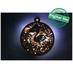 [00187320] DXF, SVG files for laser Light-Up Multilayer Ornament, Home decor, Glowforge ready, Silhouette, Cricut, Nursery Decor, flamingos, monstera
