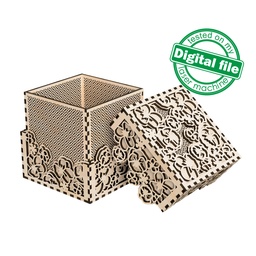 [0183789] DXF, SVG files for laser Multilayered Flower box, Wedding decor, Gift, St Valentines day, Storage Box, Glowforge, Material 1/8'' (3.2 mm)