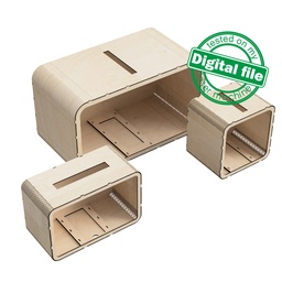 [7772668] DIY Wedding Engagement box, Wooden piggy bank, Money box, 3 different sizes, Template vector for laser cutting, Material 1/8'' (3.2 mm)