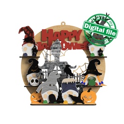 [7772674] DXF, SVG files for laser Halloween 3D decoration, Gnomes Cutout, DIY Gift, Kids activity, Personalized Wooden sign, Material 3,2 mm (1/8'')