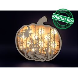 [7772677] DXF, SVG files for laser Light Halloween Decor, haunted house, scary trees, enchanted forest, zombie hands, graveyard, old castle,witch,crow