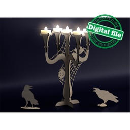 [7772680] DXF, SVG files for laser Tea light Сandle holder,Halloween centerpieces table decor, Candelabra,Cobwebs,Spiders,Crows, Material 1/8'' (3 mm)