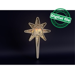 [7772683] DXF, SVG files Bethlehem Star, Blessed, Baby Jesus, Nativity Scene, Deva Maria, Joseph, Christmas Ornament , Glowforge, Cricut, Silhouette