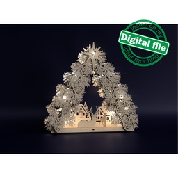 [7772695] DXF, SVG files for laser Tea Candle holders, Centerpiece Tree, Light-up Christmas, Winter forest, Old Village, Deer, Material 1/8'' (3.2 mm)