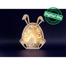 [7772710] DXF, SVG files for laser Light box Happy Easter, Spring Decor,Children hunting for Easter eggs,cute bunny,Glowforge,Layered Ornament pattern