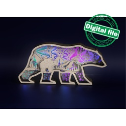 [7772715] Files for laser or plotter Multilayer polar bear decoration, Northern Lights, aurora borealis, Nursery decoration, SVG, PDF, DXF
