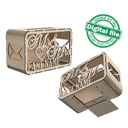 [7772716] DXF, SVG files for laser Wedding card box, money box, Mrs&Mr, Engagement Card Box, Wedding Decor, Piggy bank,Material 1/8'' (3 mm),Glowforge