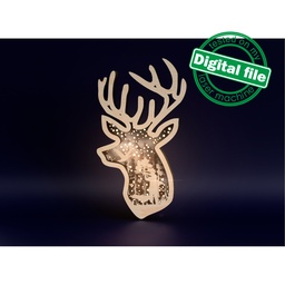 [7772717] DXF, SVG files for laser Light Box Hunting, ducks, hunter with dog, forest, deer head, father's day,Multi-Layered Ornament pattern,Shadowbox