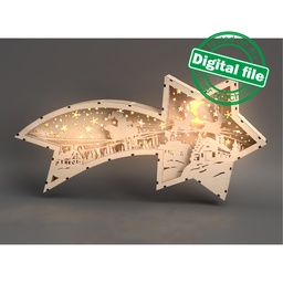 [7772763] DXF, SVG files for cutting, Light-UP Star of Bethlehem, Layered light box, Santa Claus, Christmas village, Winter decoration,Flying Reindeer