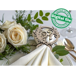 [7772777] 6 designs Napkin rings Svg Dxf Pdf Ai Cdr Formats, Laser Cut, Engraving, table setting, Valentine's day, Wedding decor, floral,leaves wreath